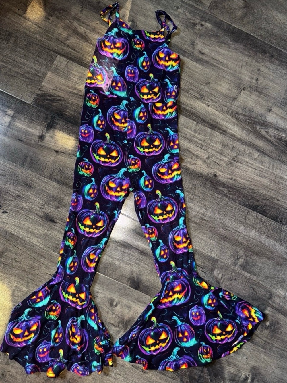 B&R Neon Rainbow Jack-o-Lantern Romper 3T Grail - Picture 1 of 8